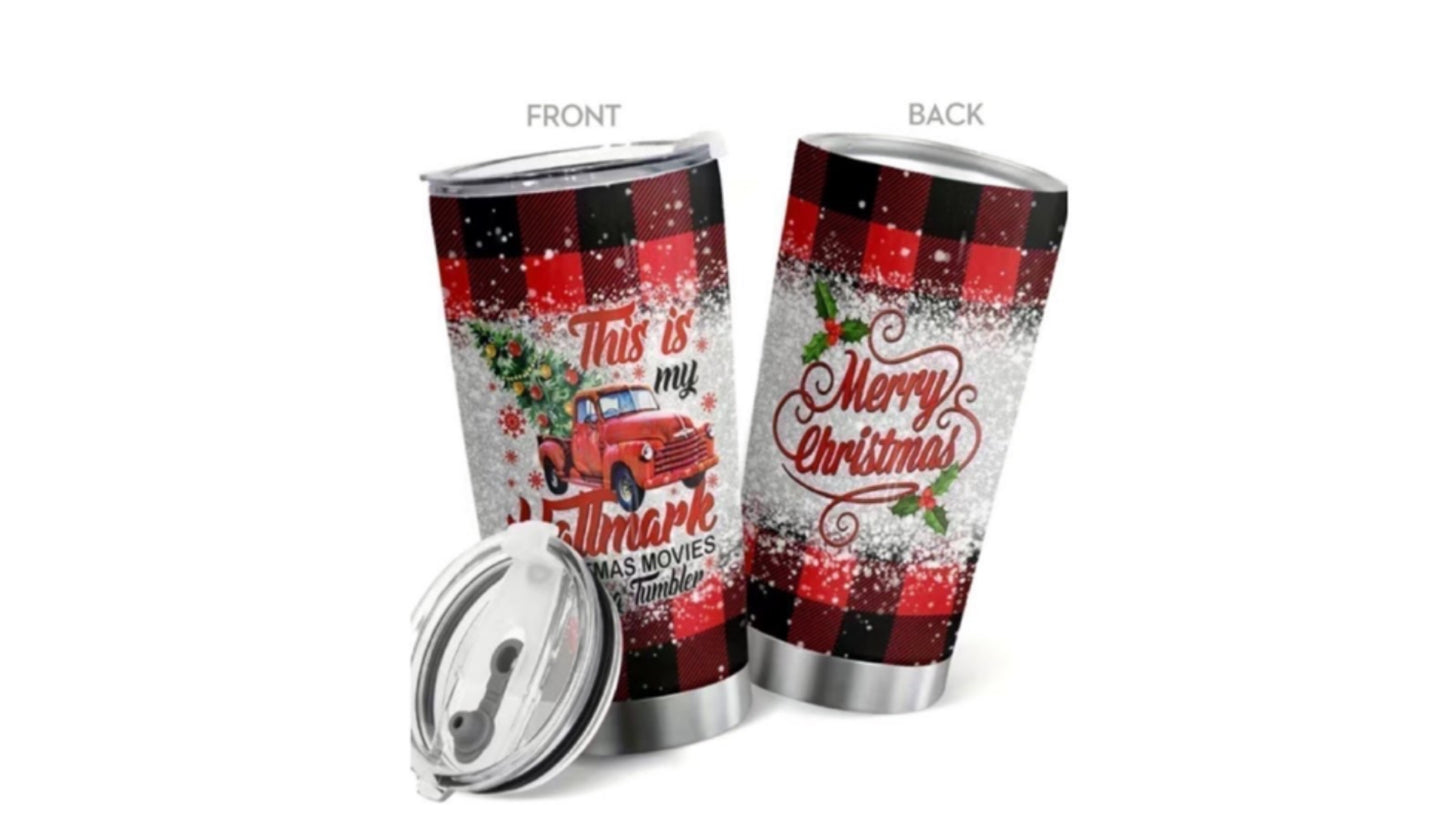 1PIECE CHRISTMAS GIFTS RED TRUCK TUMBLER MERRY CHRISTMAS TUMBLER