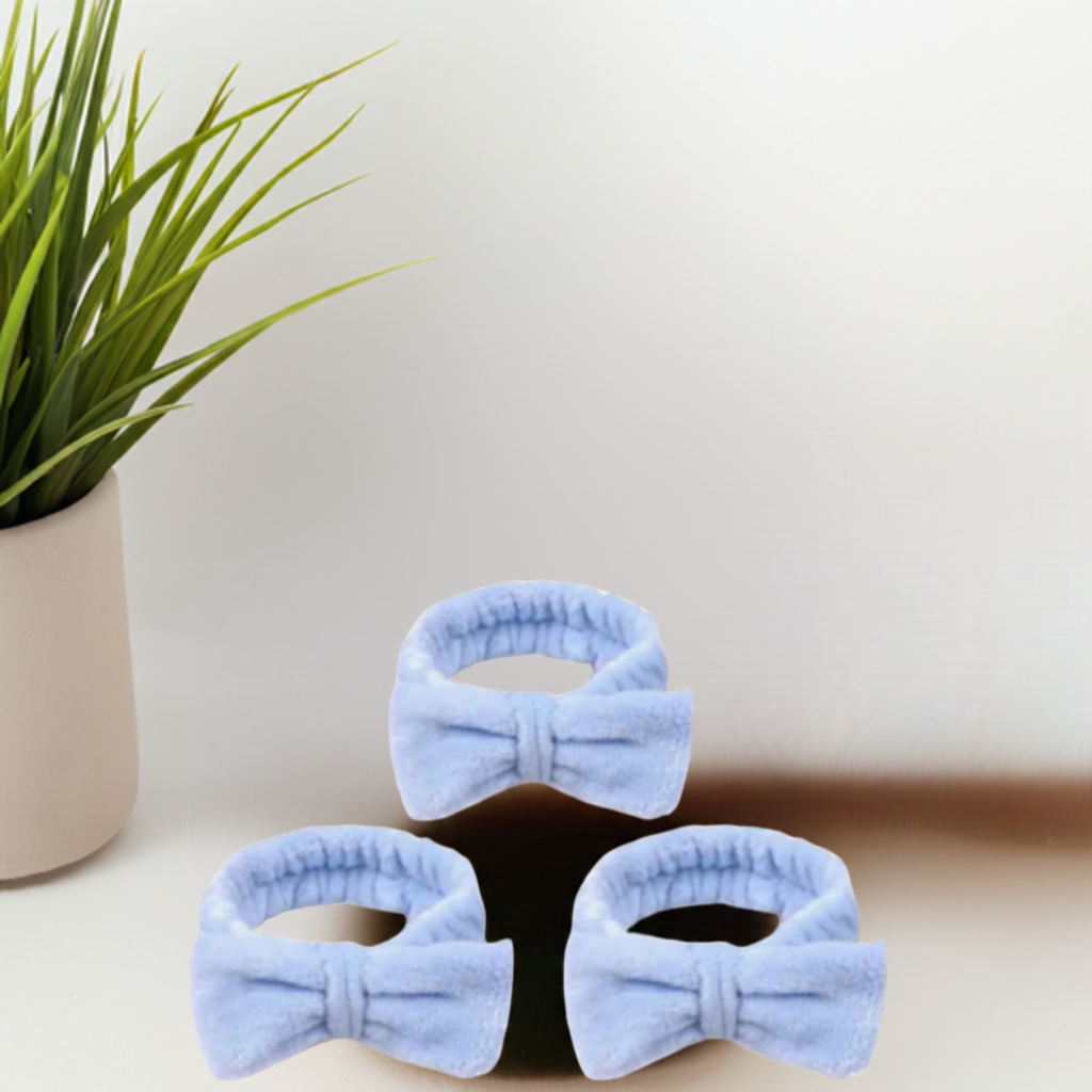 Headbands bow tie makeup light blue